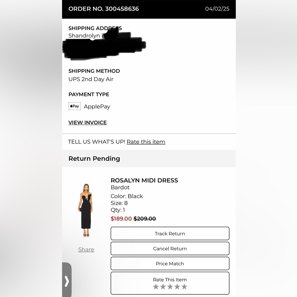 Bardot Black Midi Dress with Plunge Neckline - Picture 4 of 4